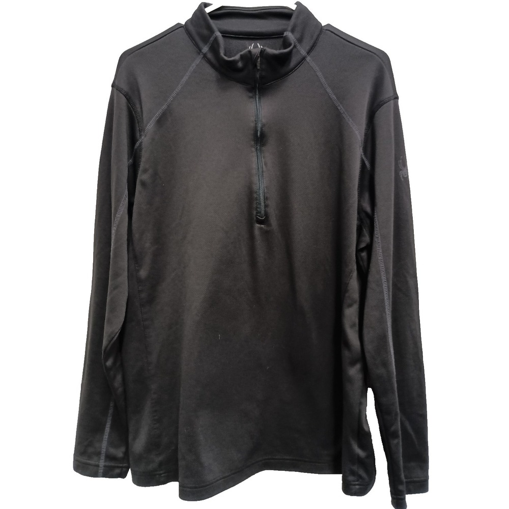 Spyder Mens Sweater Size‎ Large Black 1/4 Zip Long Sleeve Pullover Outdoor